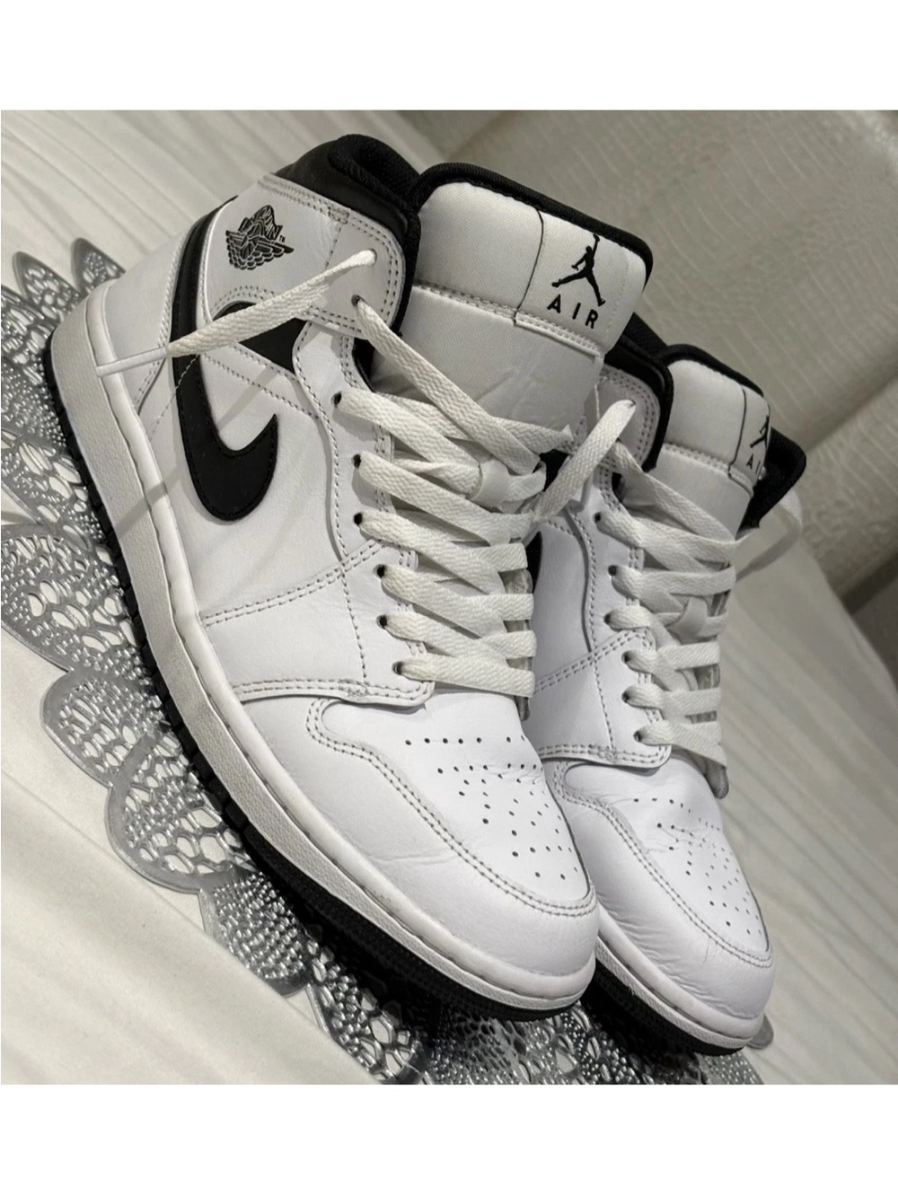 Jordan Mid-Top Sneakers in White and Black